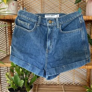 American Apparel High Waist Denim Shorts - Blue
